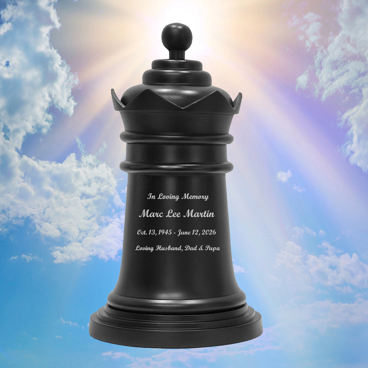 Chess Black Custom Engraving Adult Metal Urn