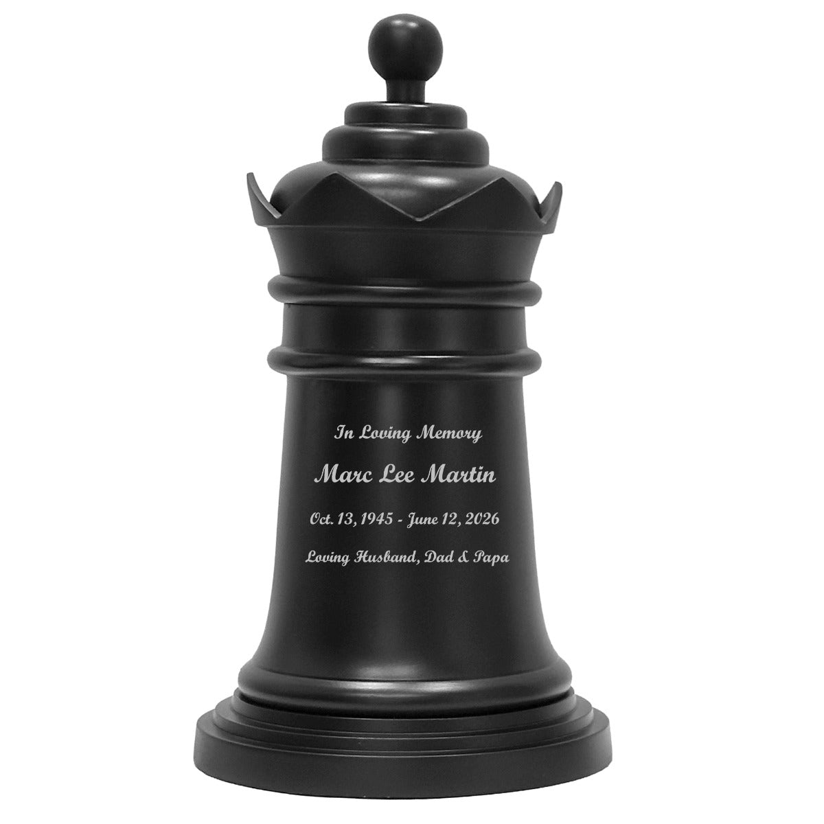 Chess Black Custom Engraving Adult Metal Urn
