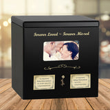 Black Photo Companion Wood Urn - Pewter or Gold Plate Option -  Parents Photo Urn - Vault Option
