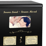 Black Photo Companion Wood Urn - Pewter or Gold Plate Option -  Parents Photo Urn - Vault Option