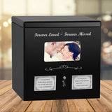 Black Photo Companion Wood Urn - Pewter or Gold Plate Option -  Parents Photo Urn - Vault Option