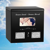 Black Photo Companion Wood Urn - Pewter or Gold Plate Option -  Parents Photo Urn - Vault Option