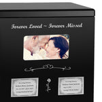 Black Photo Companion Wood Urn - Pewter or Gold Plate Option -  Parents Photo Urn - Vault Option
