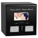 Black Photo Companion Wood Urn - Pewter or Gold Plate Option -  Parents Photo Urn - Vault Option