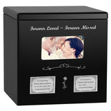 Black Photo Companion Wood Urn - Pewter or Gold Plate Option -  Parents Photo Urn - Vault Option