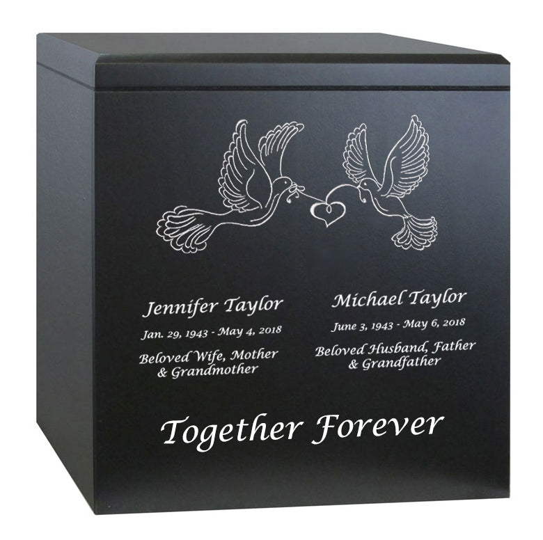 Love Doves Companion Wood Urn - Parents Urn - Vault Option