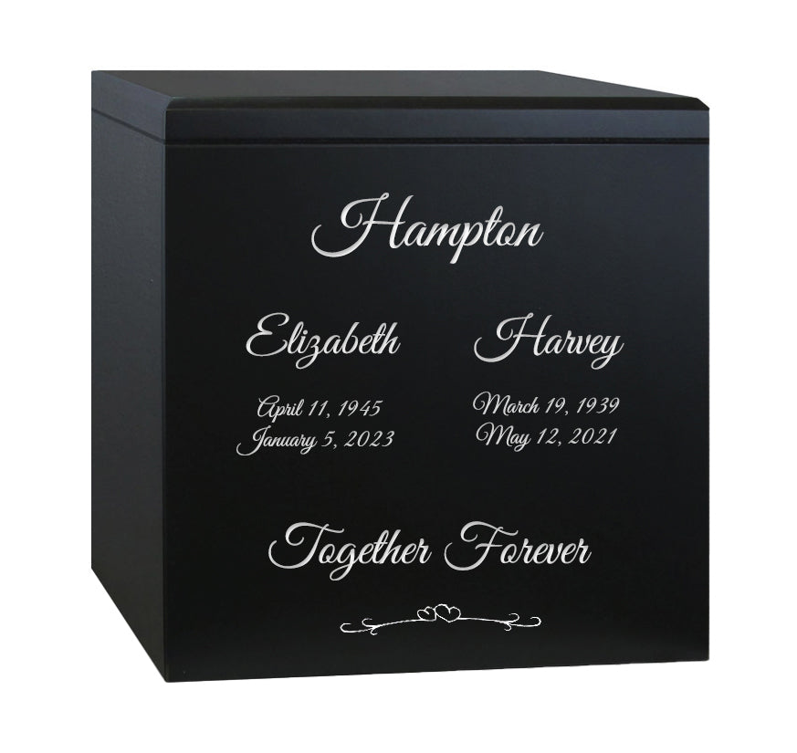 3D Ultra Rectangle Crystal Companion Wood Urn - For Two