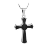 Men's Black Cross Pendant Urn - Love Charms Option