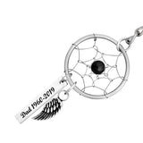 Black Bead Dream Catcher Wing Urn Keychain