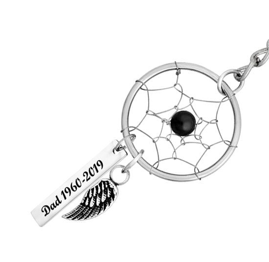 Black Bead Dream Catcher Wing Urn Keychain