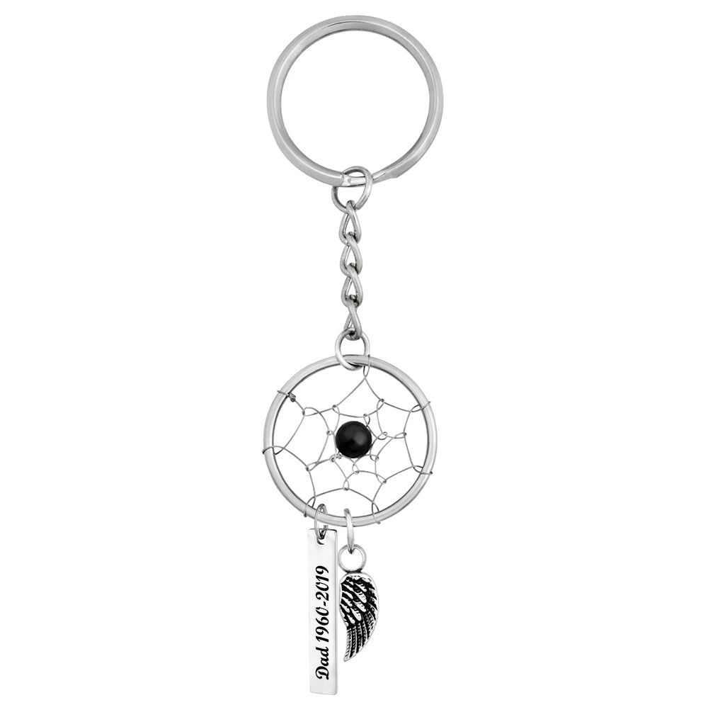 Black Bead Dream Catcher Wing Urn Keychain
