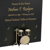 Black Drum Set Wood Adult Cremation Urn - Miniature Drum Set - Photo Option