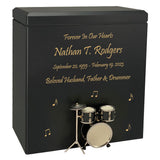 Black Drum Set Wood Adult Cremation Urn - Miniature Drum Set - Photo Option