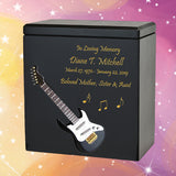 Black Electric Guitar Wood Adult Cremation Urn - Miniature Guitar - Photo Option
