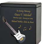 Black Electric Guitar Wood Adult Cremation Urn - Miniature Guitar - Photo Option