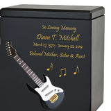 Black Electric Guitar Wood Adult Cremation Urn - Miniature Guitar - Photo Option