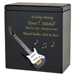 Black Electric Guitar Wood Adult Cremation Urn - Miniature Guitar - Photo Option
