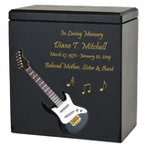 Black Electric Guitar Wood Adult Cremation Urn - Miniature Guitar - Photo Option