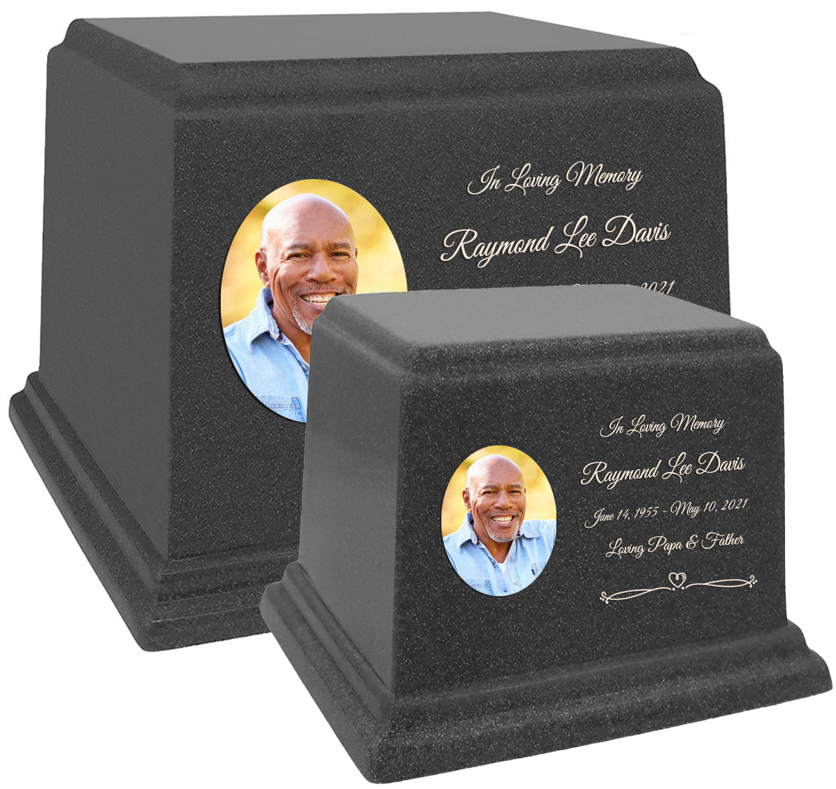Black Photo Granite Large Adult or Medium Urn