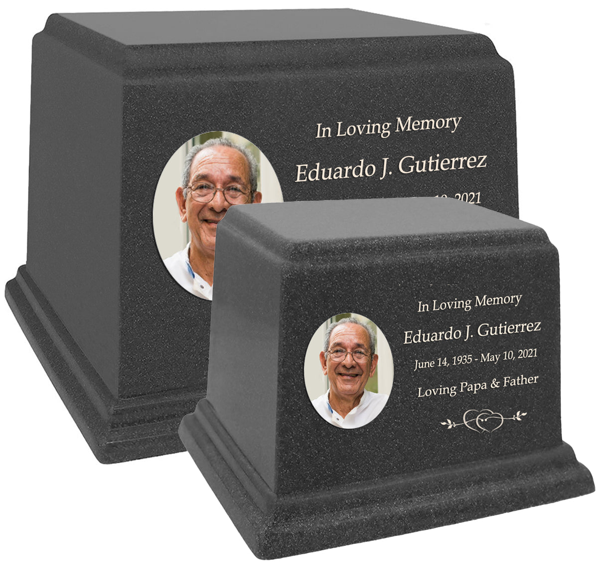 Black Photo Granite Large Adult or Medium Urn