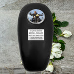 Black Motorcycle Gas Tank Large Adult Cremation Urn - Free Plate & Photo Option