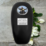 Black Motorcycle Gas Tank Large Adult Cremation Urn - Free Plate & Photo Option
