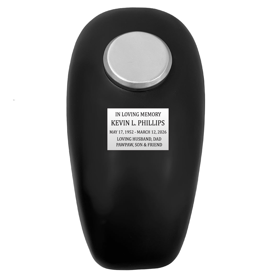 Black Motorcycle Gas Tank Large Adult Cremation Urn - Free Plate & Photo Option