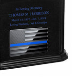 Thin Blue Line Police Monarch Black Granite Adult Cremation Urn