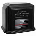 Thin Red Line Firefighter Monarch Black Granite Adult Cremation Urn