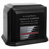 Thin Red Line Firefighter Monarch Black Granite Adult Cremation Urn