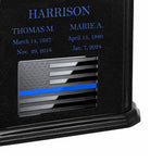 Thin Blue Line Police Monarch Companion Black Granite Urn ~ For Two Cremation Urn