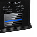 Thin Blue Line Police Monarch Companion Black Granite Urn ~ For Two Cremation Urn