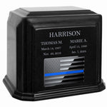 Thin Blue Line Police Monarch Companion Black Granite ~ For Two Cremation Urn