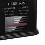 Thin Red Line Firefighter Monarch Companion Black Granite Urn ~ For Two Cremation Urn