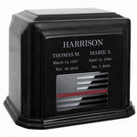 Thin Red Line Firefighter Monarch Companion Black Granite Urn ~ For Two Cremation Urn