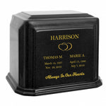 Monarch Companion Black Marble 3D Diamond Crystal Urn - For Two