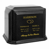Monarch Companion Black Marble 3D Diamond Crystal Urn - For Two