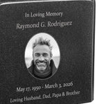 Black Granite Photo Adult Urn - Full Color or Black & White Picture Urn - Free Burgundy Bag