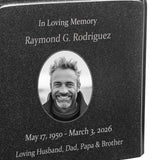 Black Granite Photo Adult Urn - Full Color or Black & White Picture Urn - Free Burgundy Bag