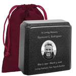Black Granite Photo Adult Urn - Full Color or Black & White Picture Urn - Free Burgundy Bag