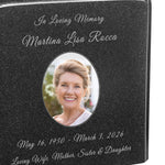 Black Granite Photo Adult Urn - Full Color or Black & White Picture Urn - Free Burgundy Bag