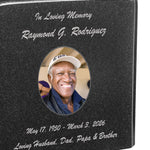 Black Granite Photo Adult Urn - Full Color or Black & White Picture Urn - Free Burgundy Bag