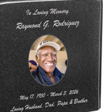 Black Granite Photo Adult Urn - Full Color or Black & White Picture Urn - Free Burgundy Bag