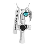 Mourning Heart Cross Cremation Jewelry Urn - Love Charms Option