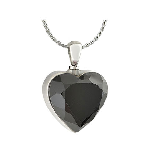Black Mourning Heart Stainless Ash Urn - Love Charms Option