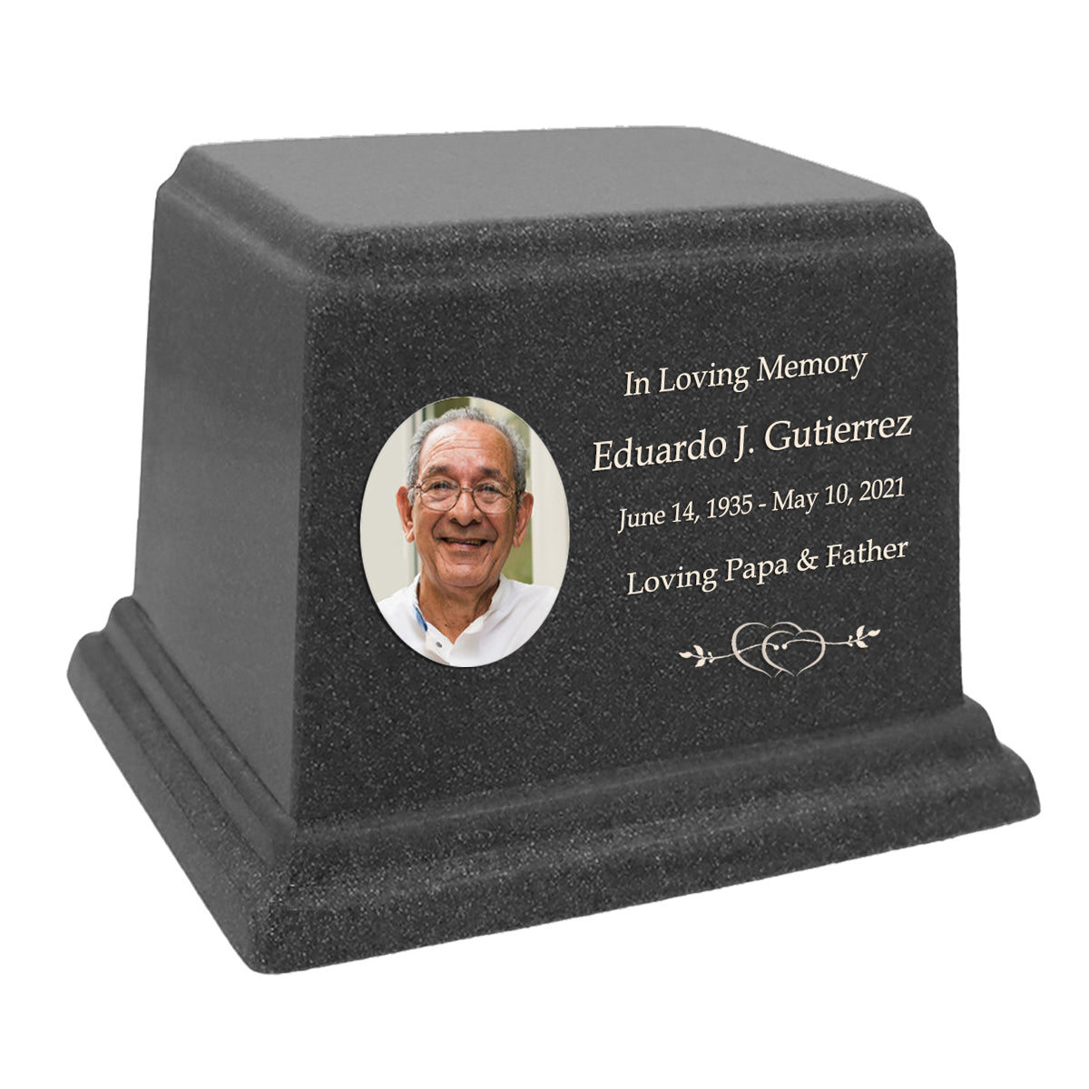 Black Photo Granite Large Adult or Medium Urn