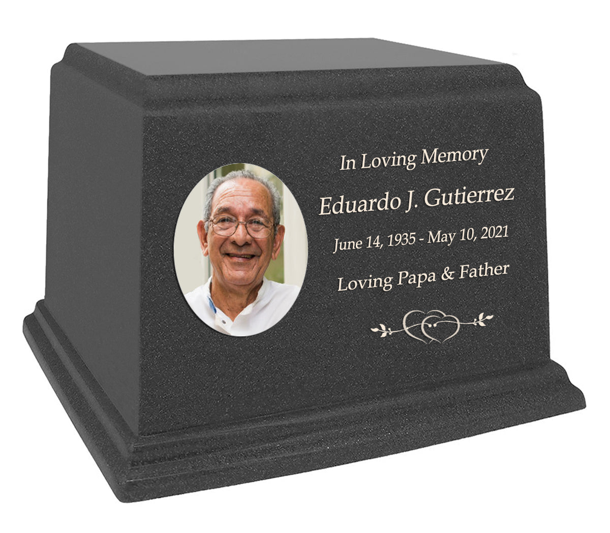 Black Photo Granite Large Adult or Medium Urn
