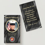 Black Marble Veteran Photo Memorial Cards - Funeral  Cards - Celebration of Life Cards