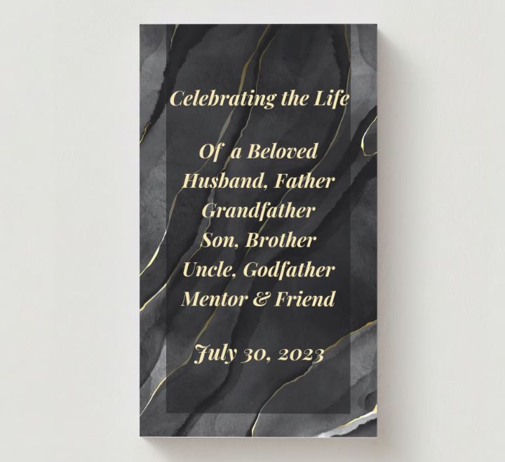 Black Marble Veteran Photo Memorial Cards - Funeral  Cards - Celebration of Life Cards