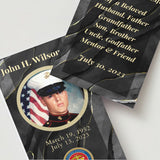 Black Marble Veteran Photo Memorial Cards - Funeral  Cards - Celebration of Life Cards